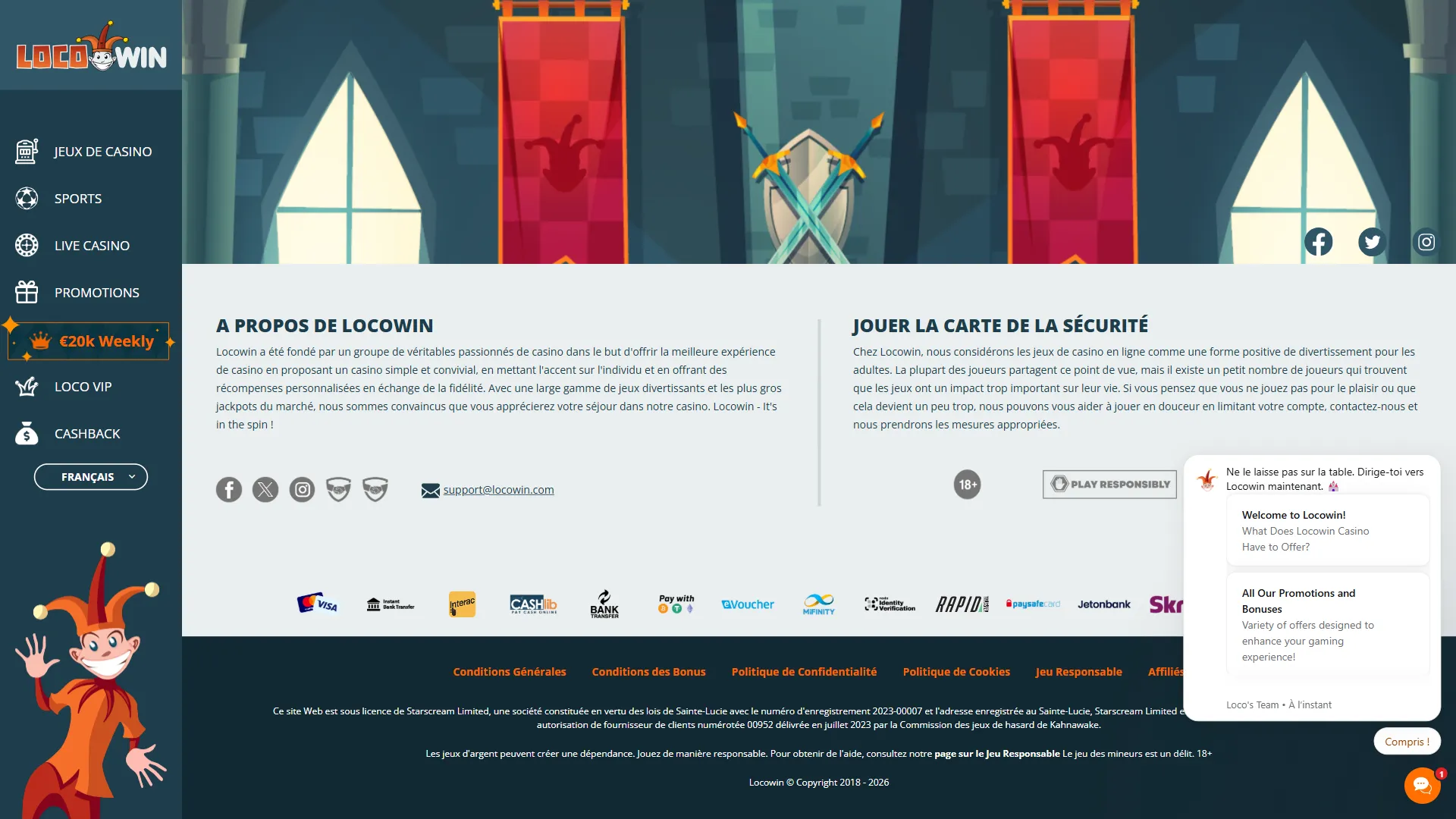 Locowin Casino support