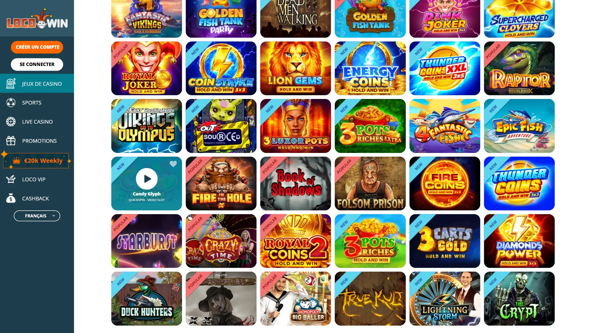 Locowin Casino jeux